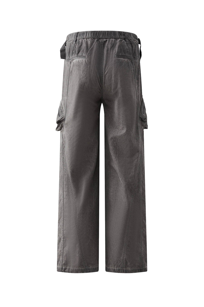 Multi-pocket Crinkled Drawstring Cargo Pants