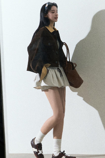 Cotton Bubble Braided Drawstring Skirt