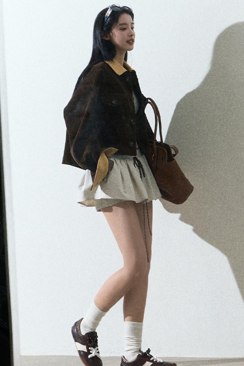 Cotton Bubble Braided Drawstring Skirt