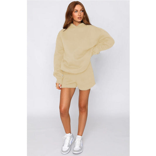 Autumn Winter Color Hooded Pullover Long Sleeve Sweaters Clothing Shorts Suit
