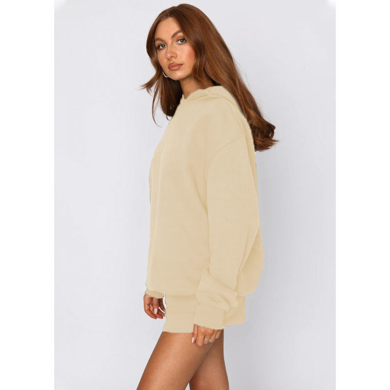 Autumn Winter Color Hooded Pullover Long Sleeve Sweaters Clothing Shorts Suit