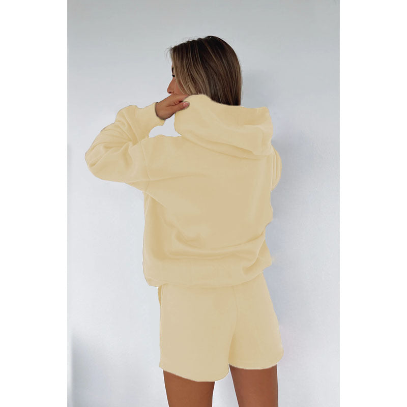 Autumn Winter Color Hooded Pullover Long Sleeve Sweaters Clothing Shorts Suit