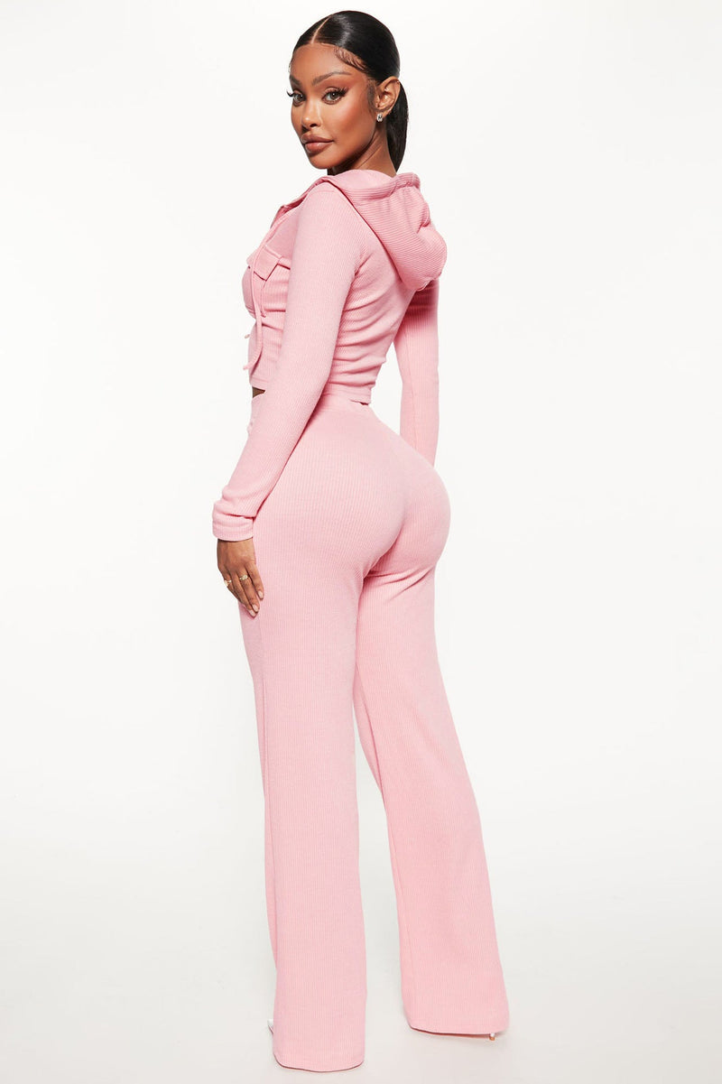 Knitted Hooded Cardigan Loose Trousers Sports Two Piece Set