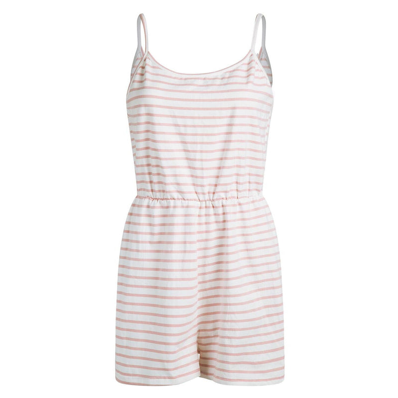 Cotton Striped Spaghetti Straps Jumpsuit Shorts