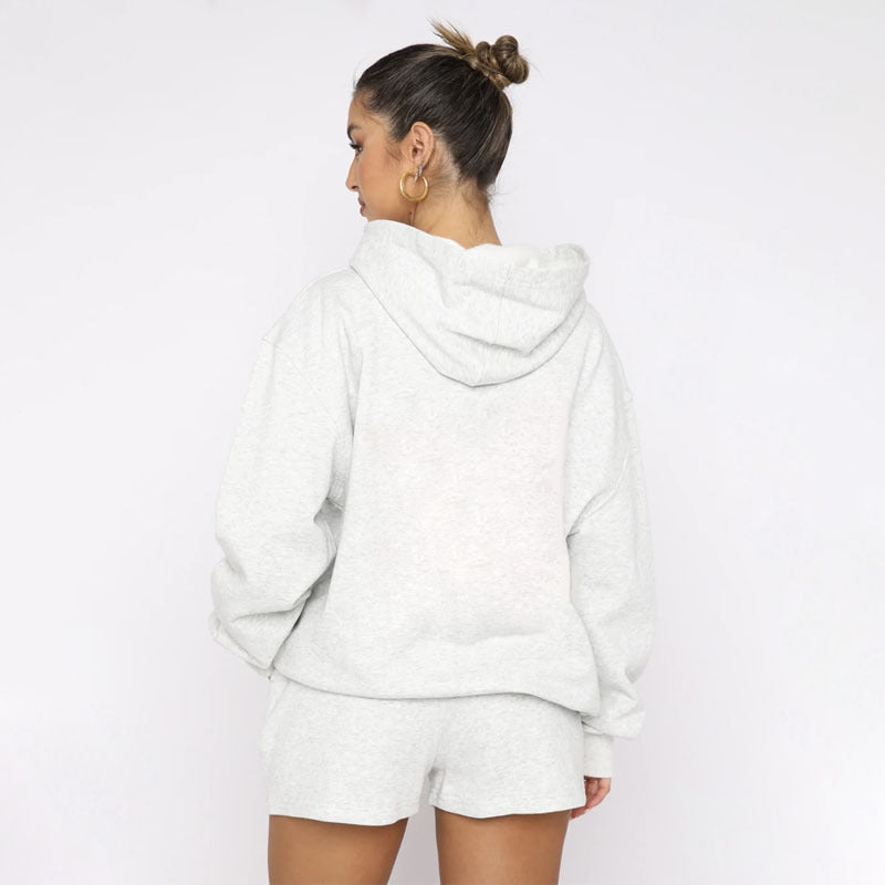 Autumn Winter Color Pullover Hooded Long Sleeves Sweaters Clothing Shorts Suit