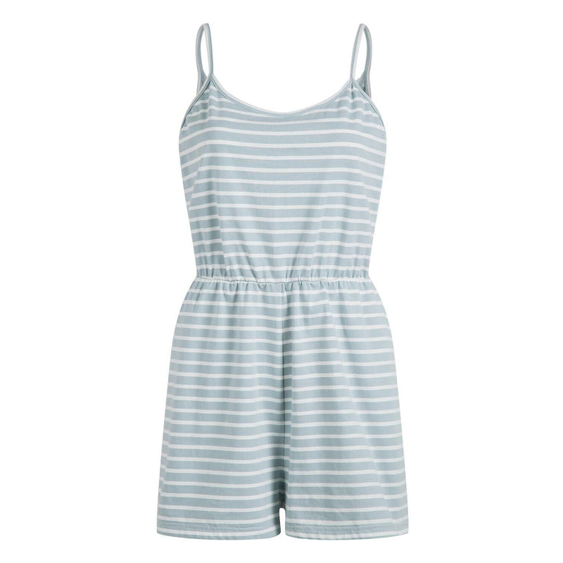 Cotton Striped Spaghetti Straps Jumpsuit Shorts