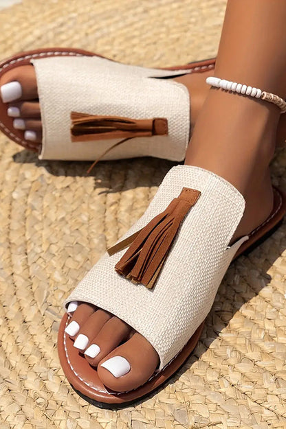 Fashionable Tassel Flat Beach Sandals