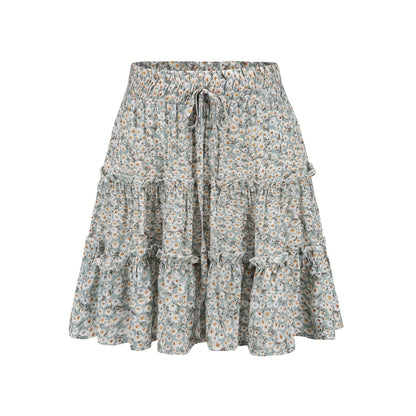 Green Print Withdraw Mini Skirt