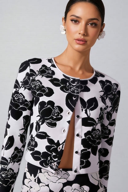 Elian Black and White Midi Dress Set