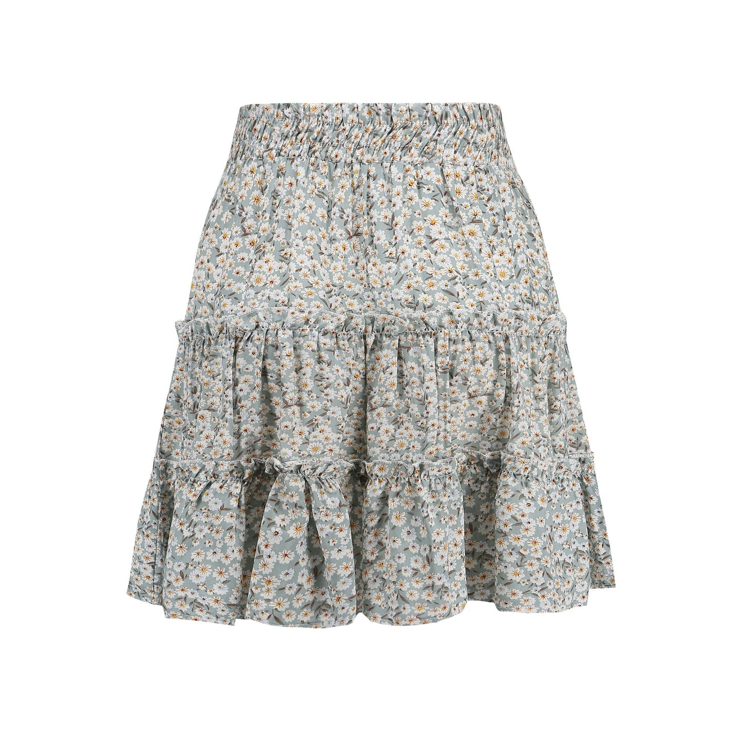 Green Print Withdraw Mini Skirt