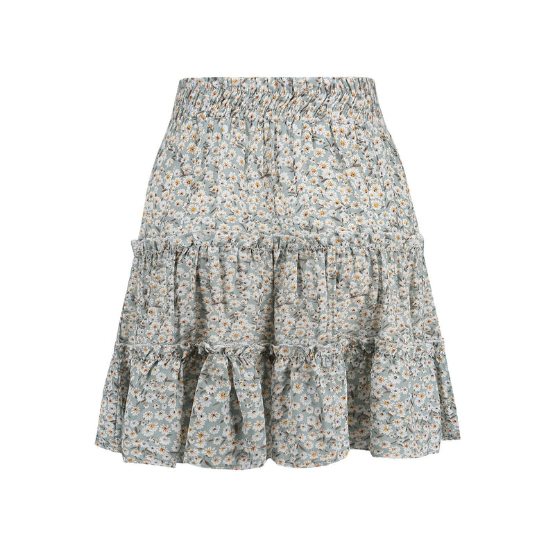 Green Print Withdraw Mini Skirt
