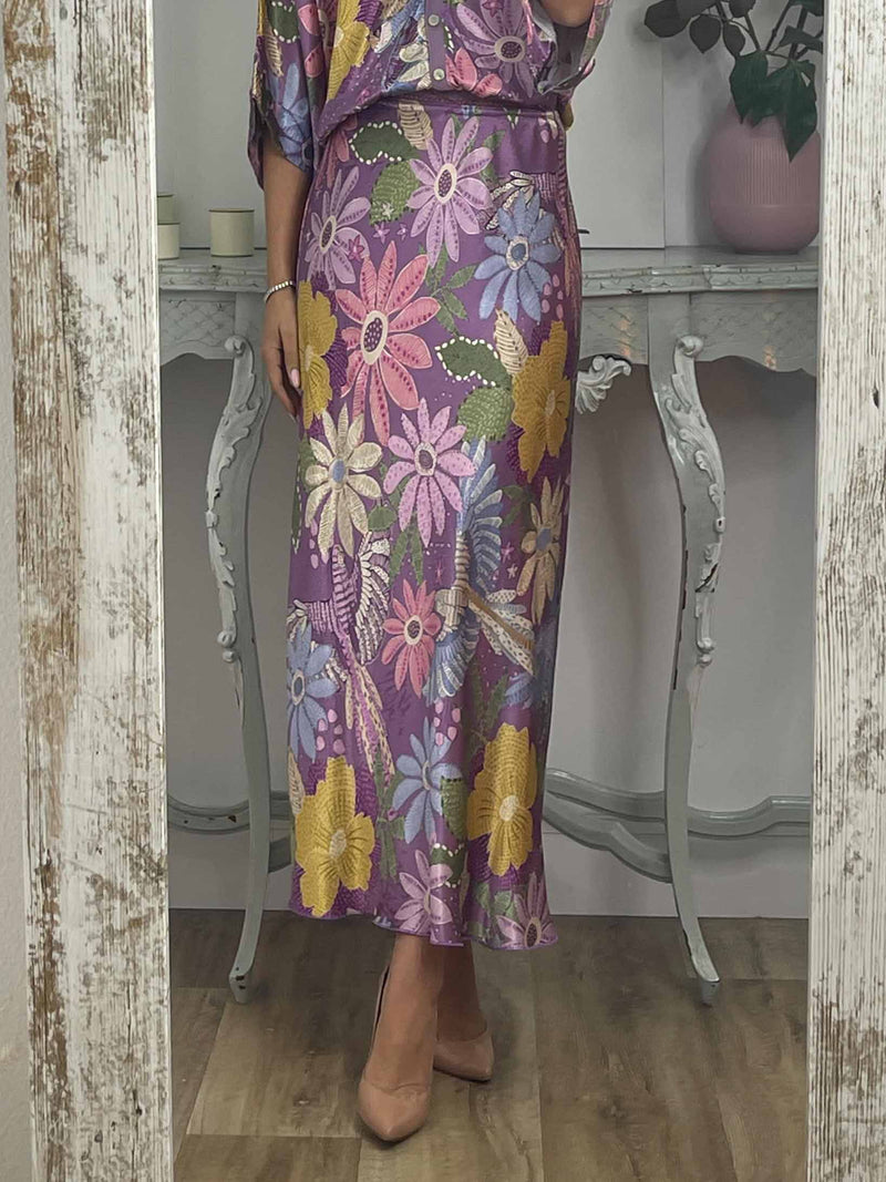 Exquisite Satin Print Fishtail Skirt