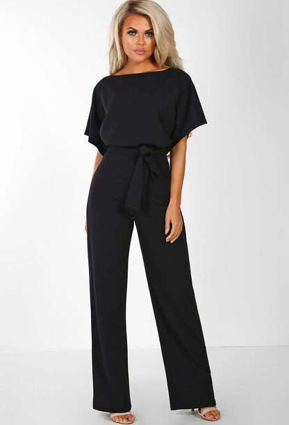 Clothing Summer Button Lace-up Short Sleeved Jumpsuit
