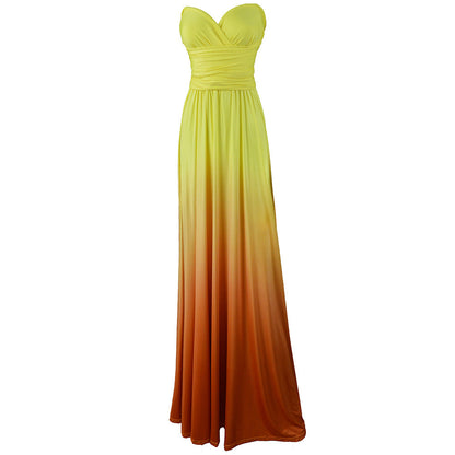 Wear More Wear Criss Cross Backless Lace-up Gradient Color Maxi Dress