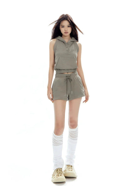 Sleeveless Hoodie and Shorts Set