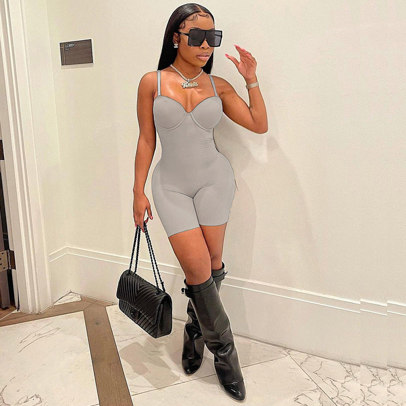 Clothing Spring Summer Sling Chest Cup Jumpsuit