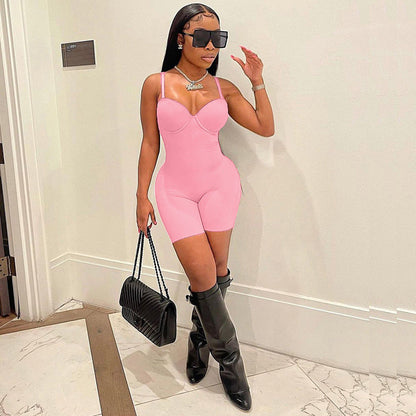 Clothing Spring Summer Sling Chest Cup Jumpsuit
