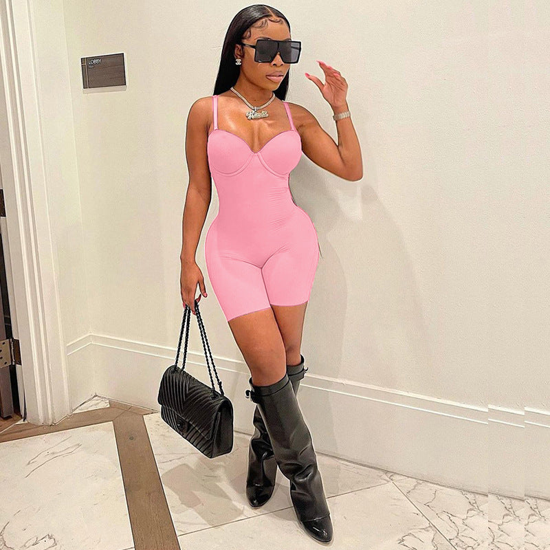 Clothing Spring Summer Sling Chest Cup Jumpsuit