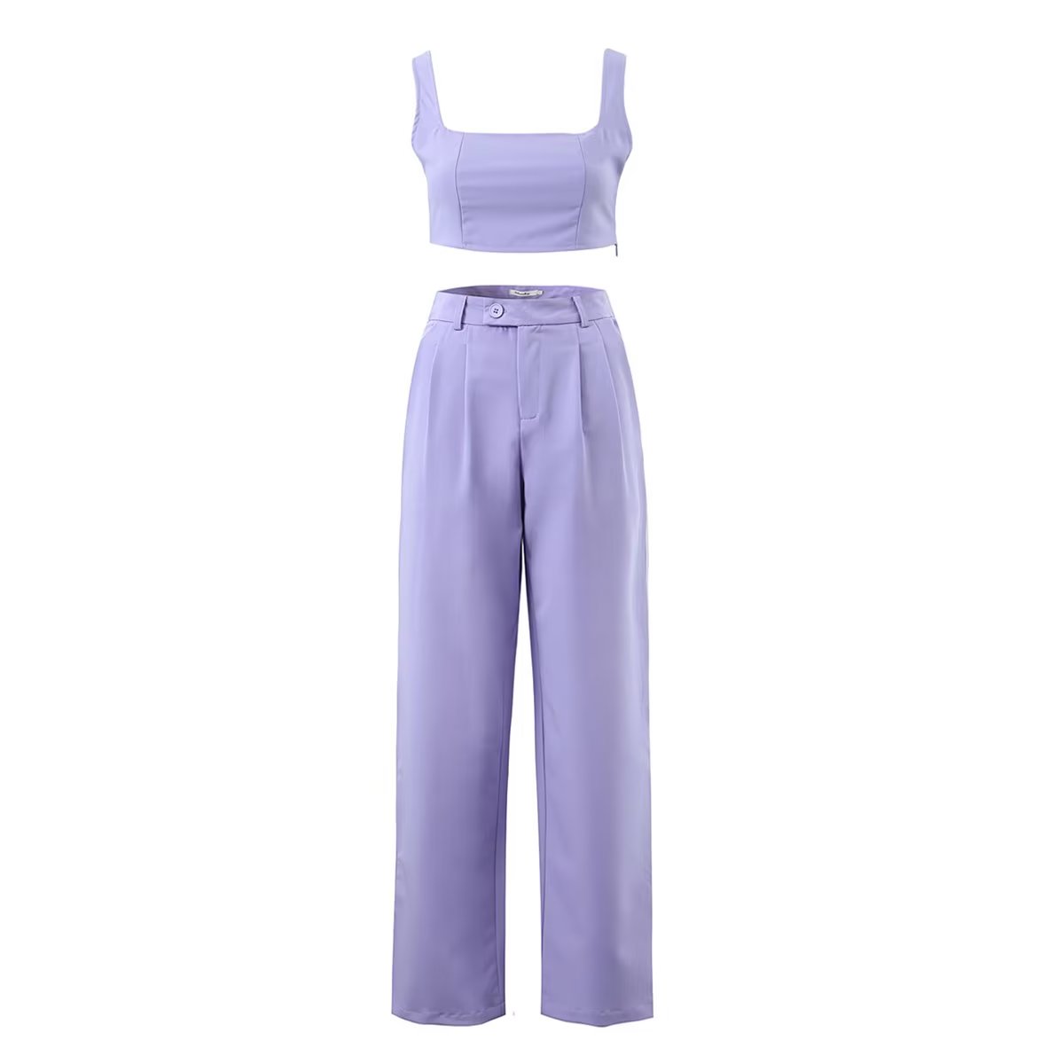 Winter Clothing Short Small Tank Top Top High Waist Buckle Pants Suit