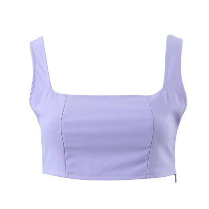 Winter Clothing Short Small Tank Top Top High Waist Buckle Pants Suit