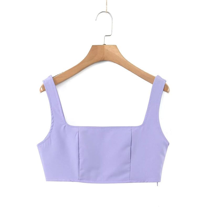 Winter Clothing Short Small Tank Top Top High Waist Buckle Pants Suit