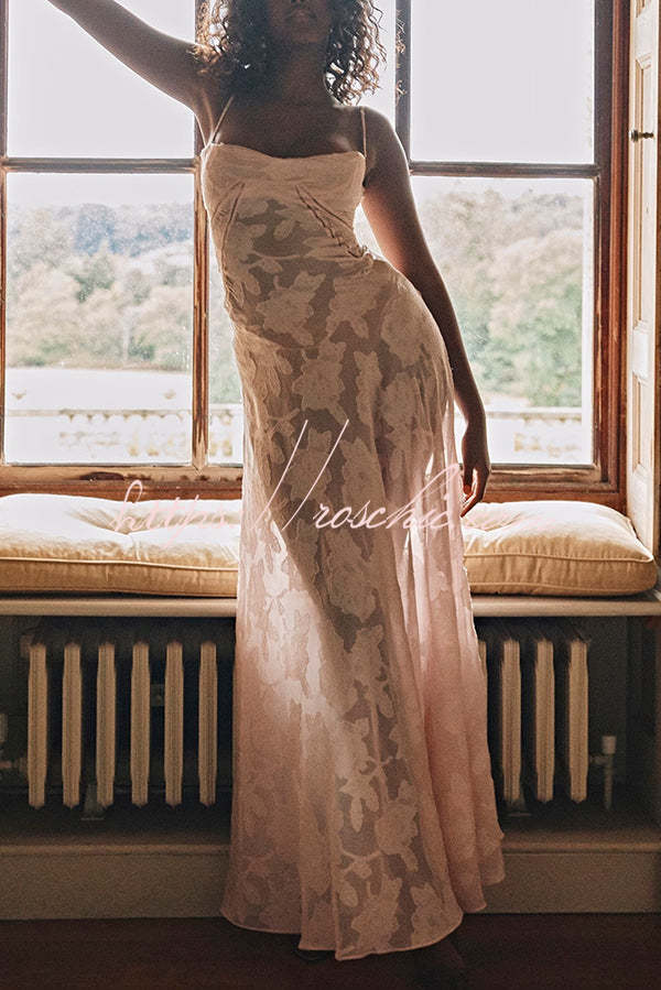 Suspenders See-through Holiday Slim Maxi Dress