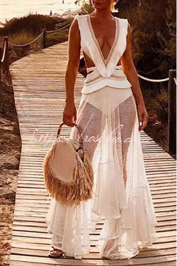 See-through Mesh Lace Resort Beach Skirt