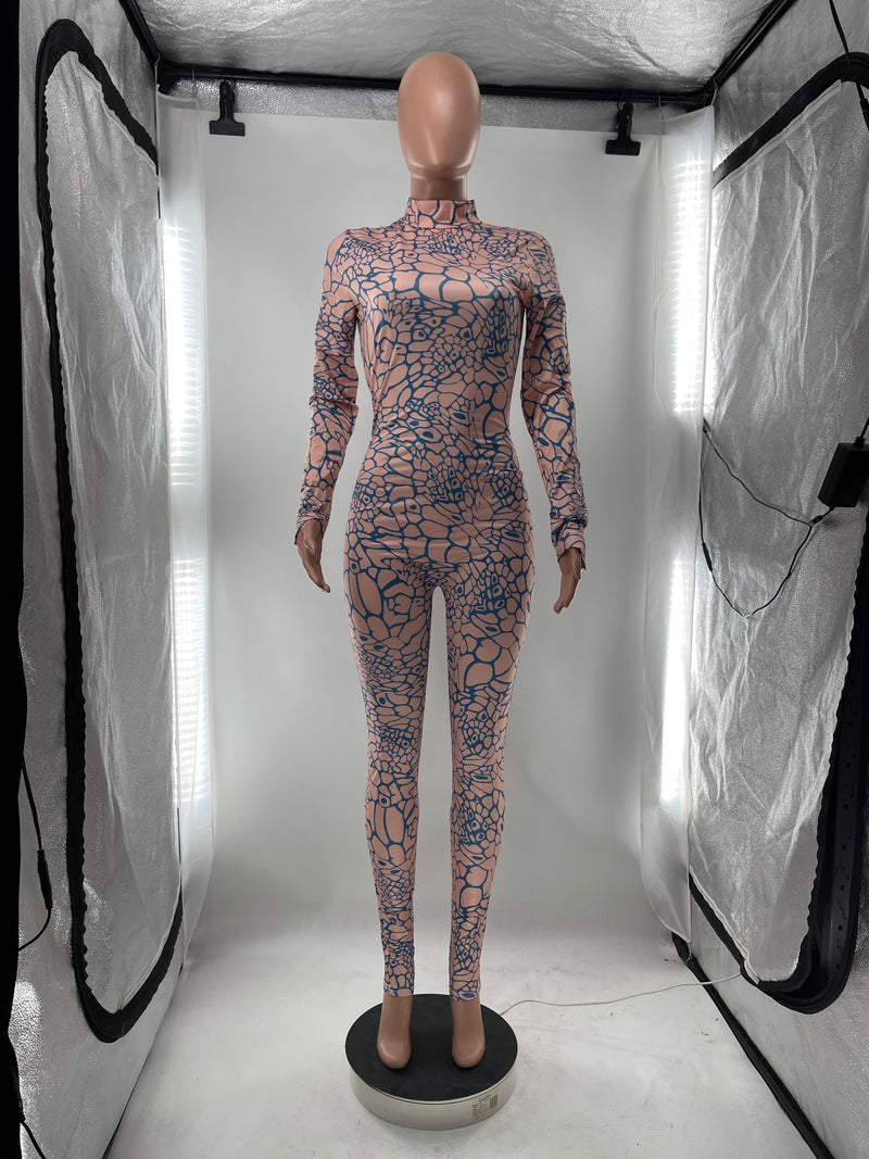 Clothing Jumpsuit Long Sleeve Printed Slim Fit Bodysuit
