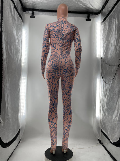 Clothing Jumpsuit Long Sleeve Printed Slim Fit Bodysuit