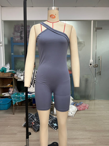 Clothing Jumpsuit Autumn Winter Thread Shoulder Sleeveless Slim Fit Hip Raise Siamese Shorts