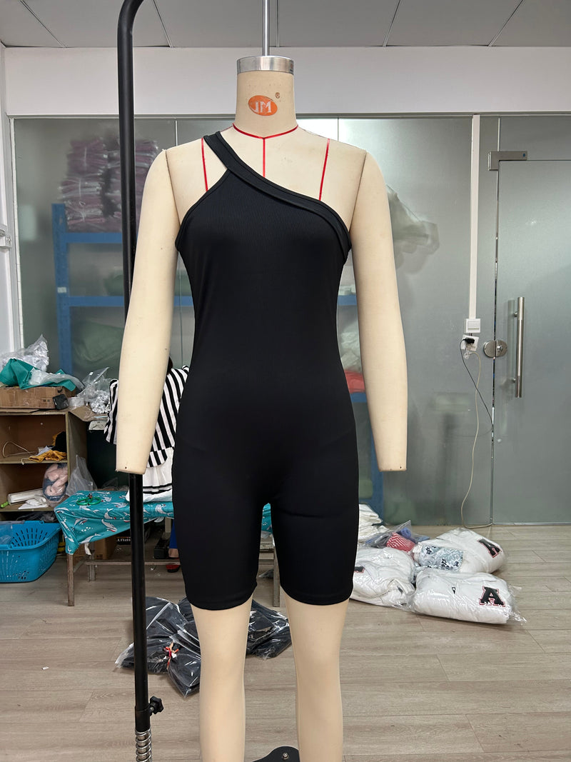 Clothing Jumpsuit Autumn Winter Thread Shoulder Sleeveless Slim Fit Hip Raise Siamese Shorts