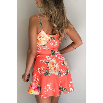 Clothing Summer Spaghetti Strap High Waist Short Flared Jumpsuit