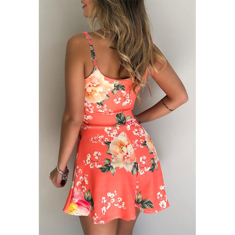 Clothing Summer Spaghetti Strap High Waist Short Flared Jumpsuit