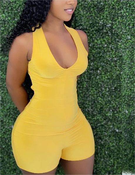 Clothing Vest Sleeveless Pleated Shorts Jumpsuit