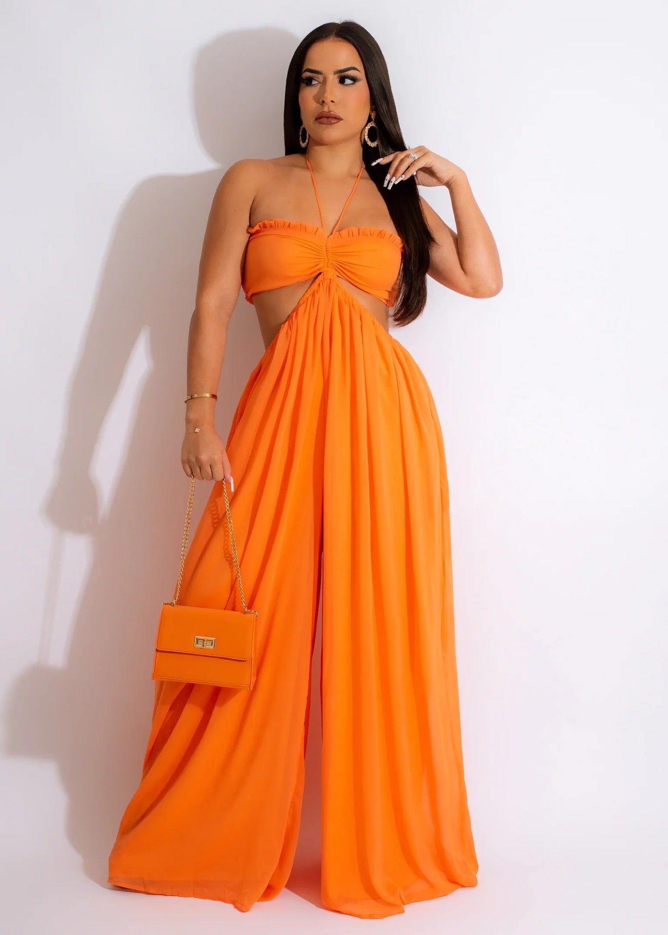 Clothing Spring Summer Color Loose Backless Jumpsuit