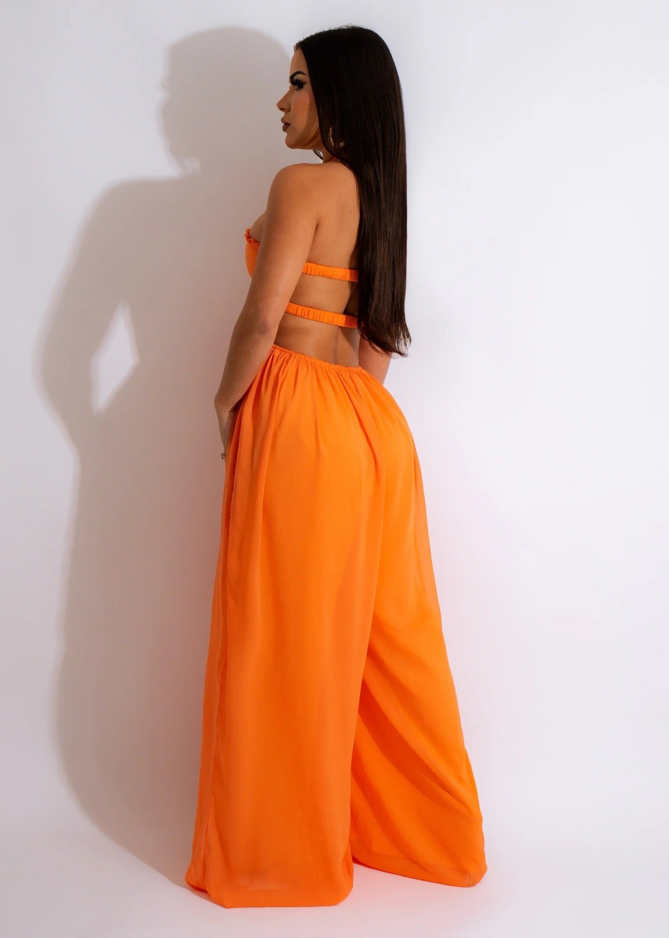 Clothing Spring Summer Color Loose Backless Jumpsuit