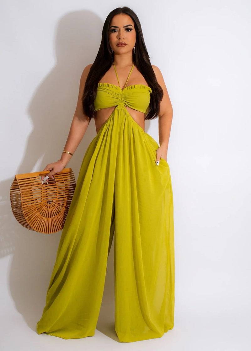 Clothing Spring Summer Color Loose Backless Jumpsuit