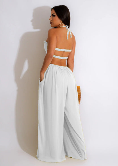 Clothing Spring Summer Color Loose Backless Jumpsuit
