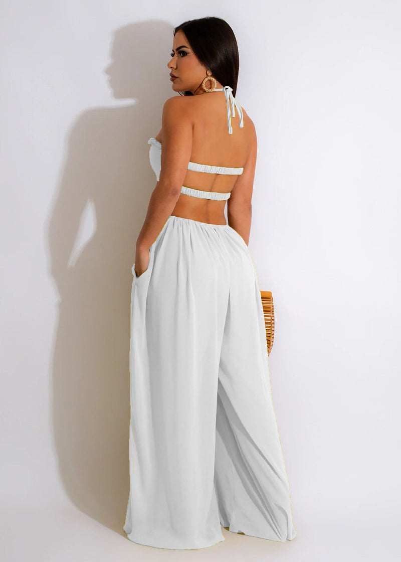 Clothing Spring Summer Color Loose Backless Jumpsuit