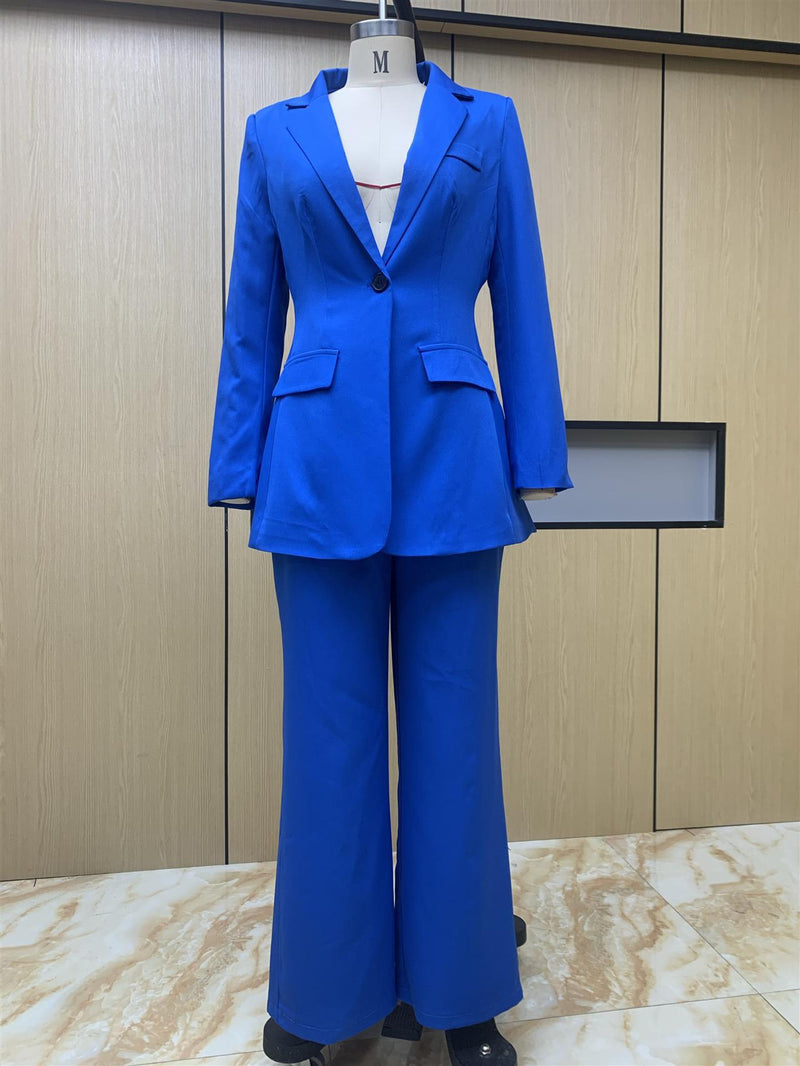 One Button Blazer & Pants Coord Set