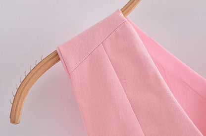 Clothing French All Match Decorated Row Button Vest Top Wide Leg Pants Suit Crisscross