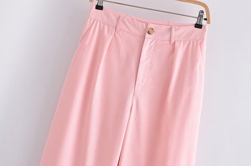 Clothing French All Match Decorated Row Button Vest Top Wide Leg Pants Suit Crisscross