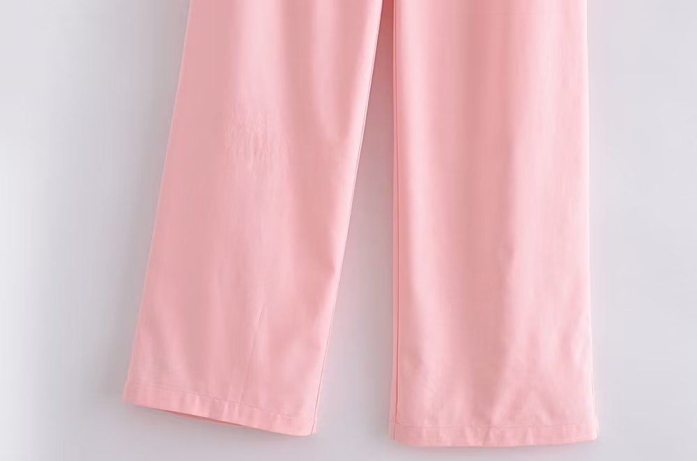 Clothing French All Match Decorated Row Button Vest Top Wide Leg Pants Suit Crisscross
