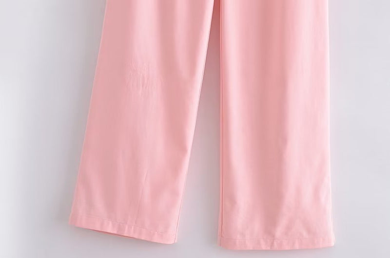 Clothing French All Match Decorated Row Button Vest Top Wide Leg Pants Suit Crisscross
