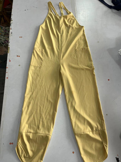 Clothing Pocket Jumpsuit Color Bib Suspender Jumpsuit