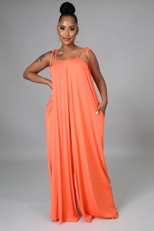 Color Summer Sleeveless Waist Wrapped Chest Loose Wide Leg Jumpsuit
