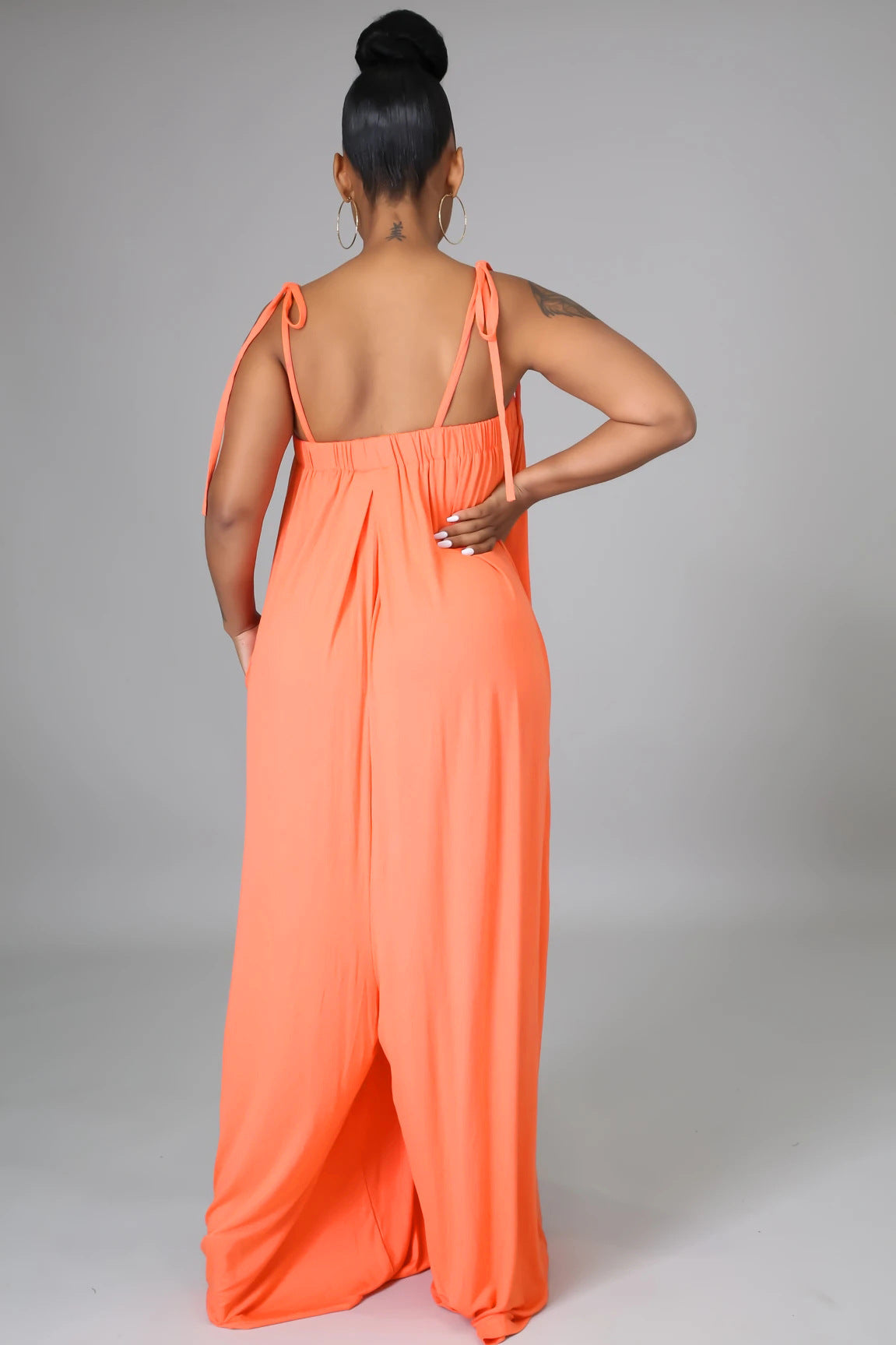 Color Summer Sleeveless Waist Wrapped Chest Loose Wide Leg Jumpsuit