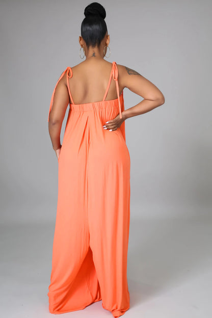 Color Summer Sleeveless Waist Wrapped Chest Loose Wide Leg Jumpsuit