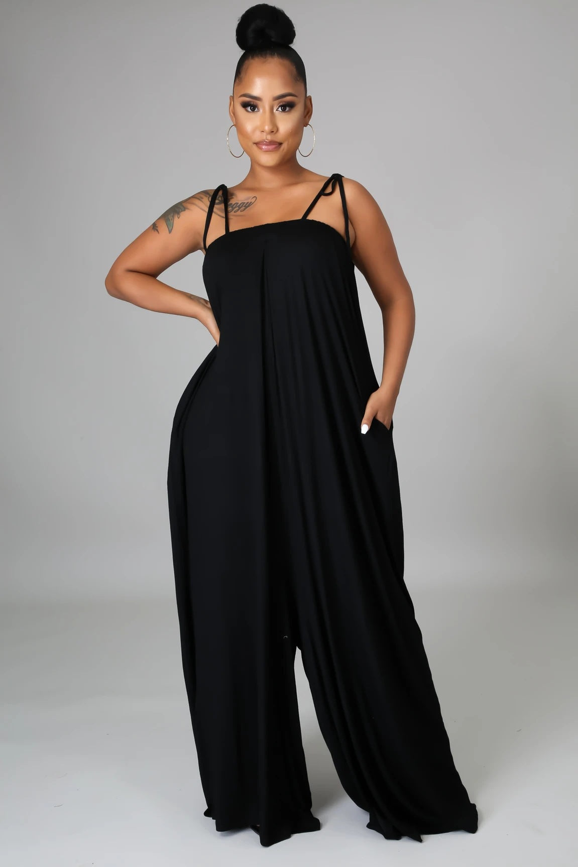 Color Summer Sleeveless Waist Wrapped Chest Loose Wide Leg Jumpsuit