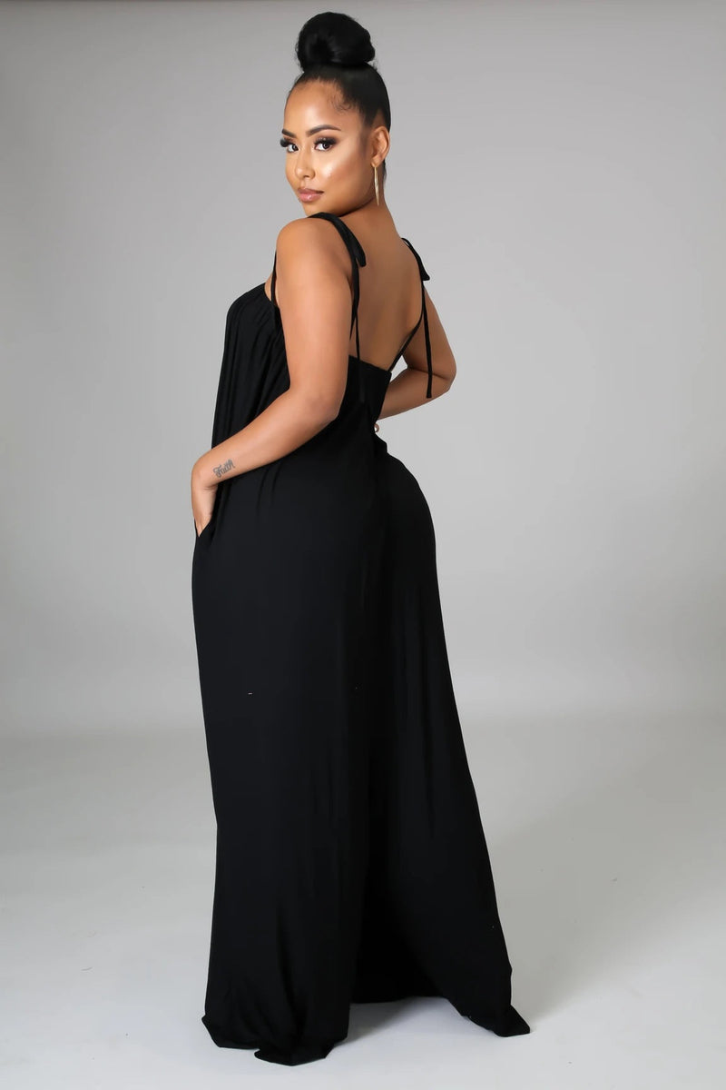 Color Summer Sleeveless Waist Wrapped Chest Loose Wide Leg Jumpsuit